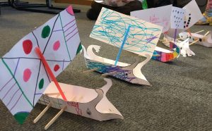 Part of the Athena's Owls fleet of rainbow triremes